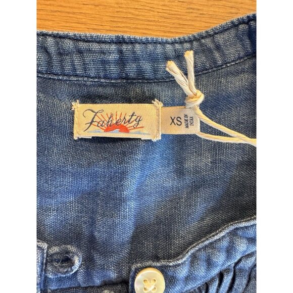 Faherty Isha Sleeveless Organic Cotton Dress Navy Size Ex Small Sleeveless NWT - Picture 13 of 16